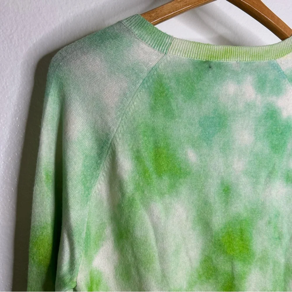 NWT Brodie Cashmere 100% Cashmere Green Tie Dye Multicolor Pullover Sweater